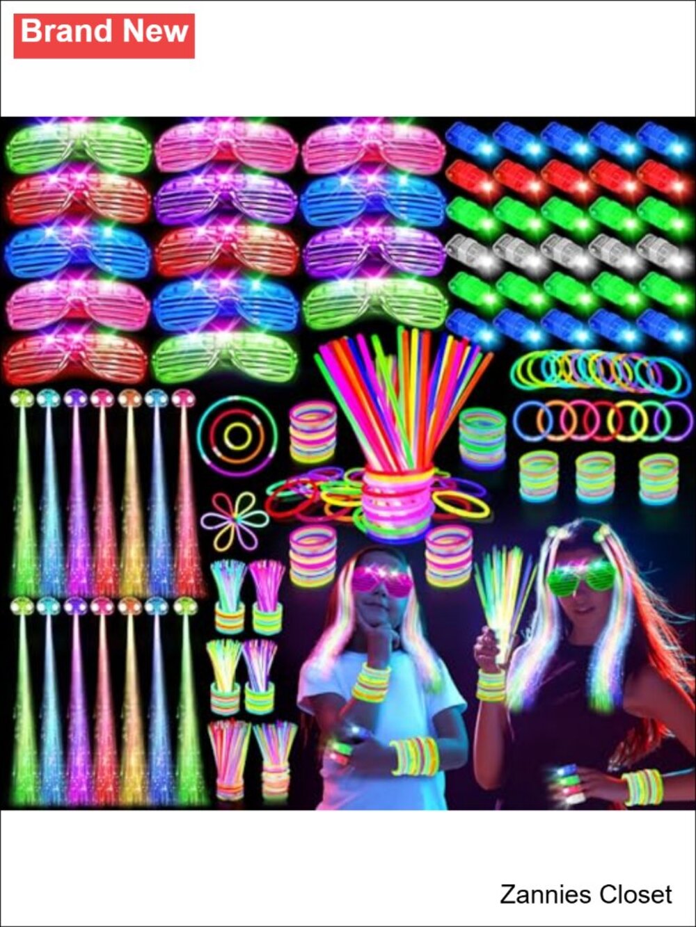 👻 SHQDD 158 Pcs Glow in the Dark Party Favors Set LED Glasses Finger Lights
